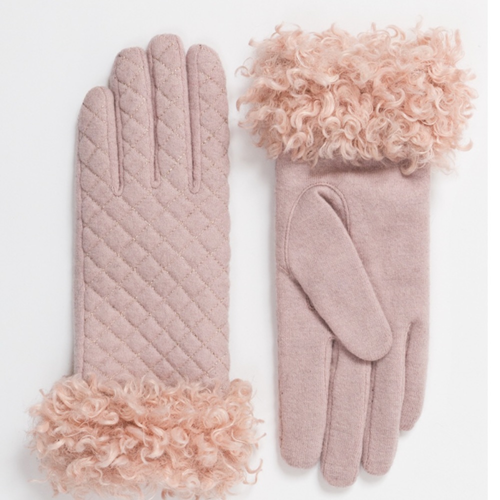 PIA ROSSINI blush teddy gloves one size